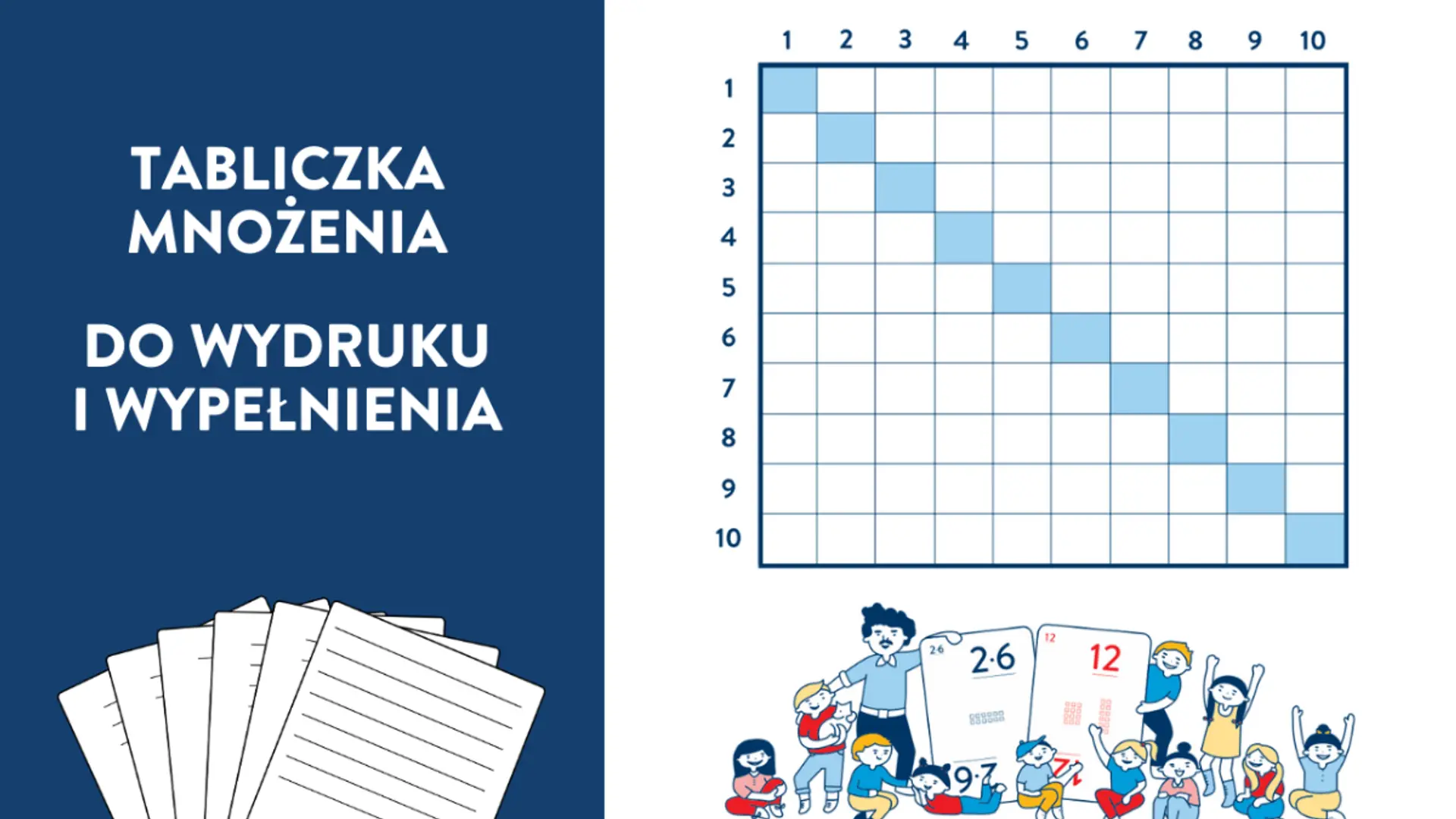 Tabliczka mnożenia do druku i wypełnienia. Pobierz szablon tabliczki